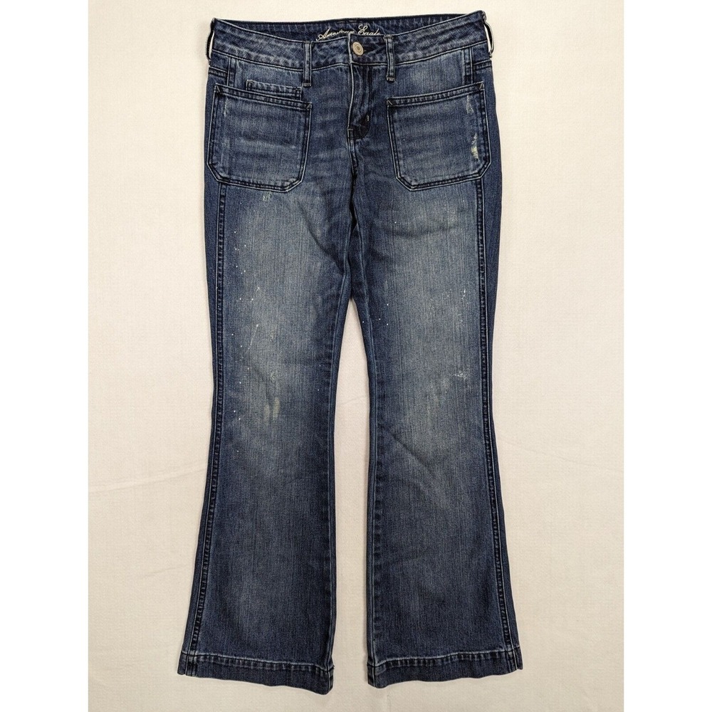 American Eagle Womens Jeans Stretch Flared Size 6 Regular Cotton Blend Blue